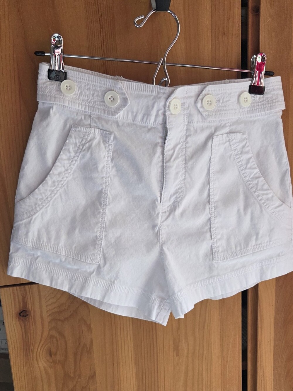 Maeve By Anthropologie White Linen & Viscose Stretch Shorts Size 2